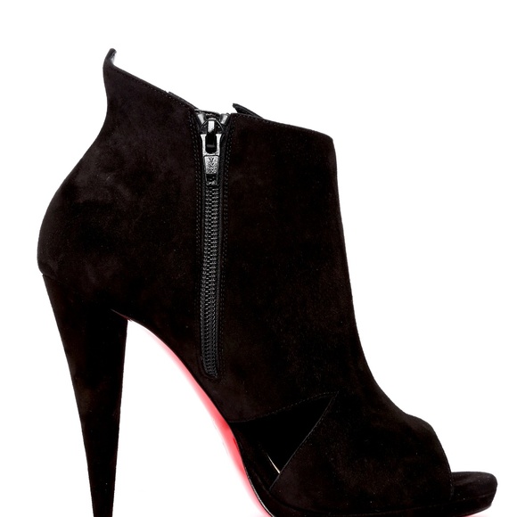Christian Louboutin Belfeconica Cutout Accent Slingback  Christian Louboutin Black Belfeconica Suede Bootie